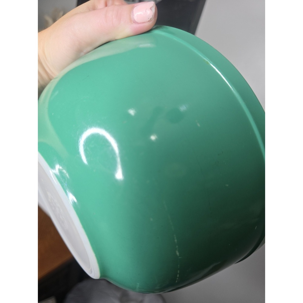 Vintage Pyrex 403 Primary Colors Green Nesting/Mixing Bowl 2.5 Quart 8.75" Round - Picture 7 of 9